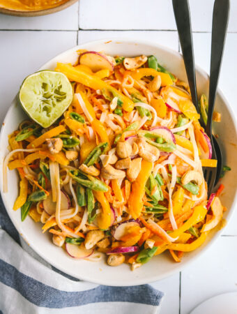 thai noodle salad recipe in a bowl