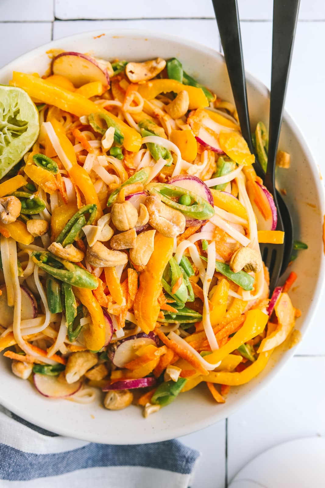 thai noodle salad recipe in a bowl