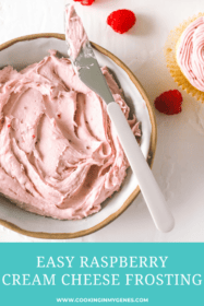 bowl of raspberry cream cheese frosting