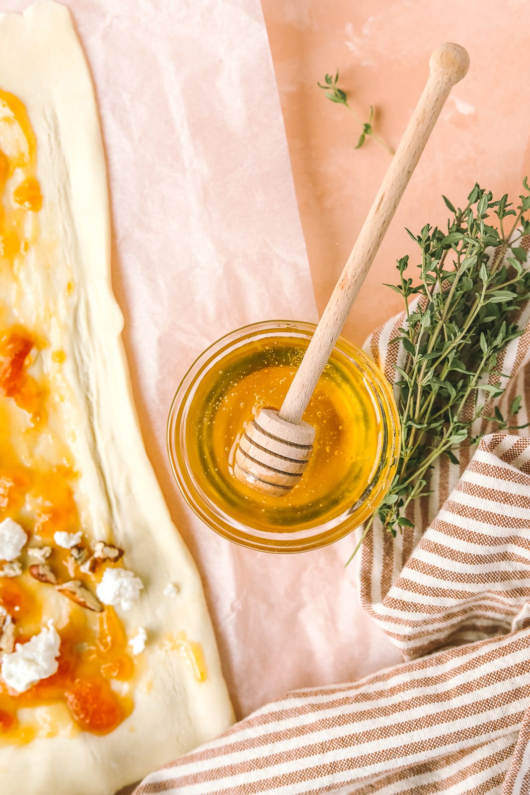 closeup of honey in a jar