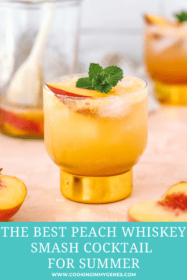 peach whiskey cocktail in a cocktail glass