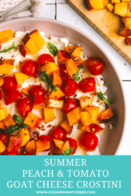 peaches and tomatoes with goat cheese served on crostini