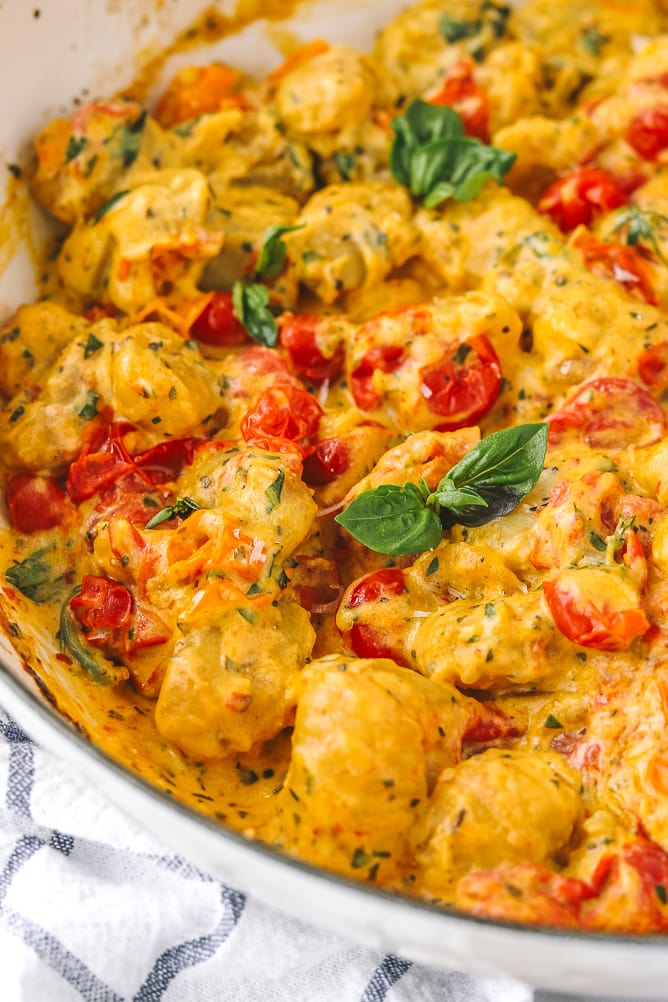 side shot of one pan boursin gnocchi