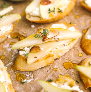 pear & goat cheese crostini