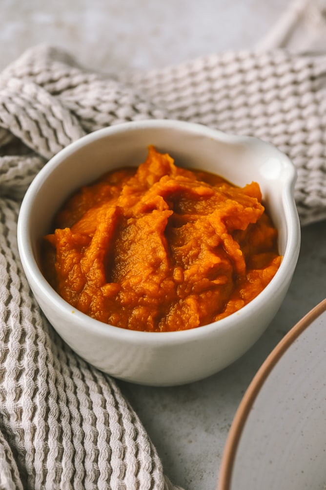 pumpkin puree in a bowl