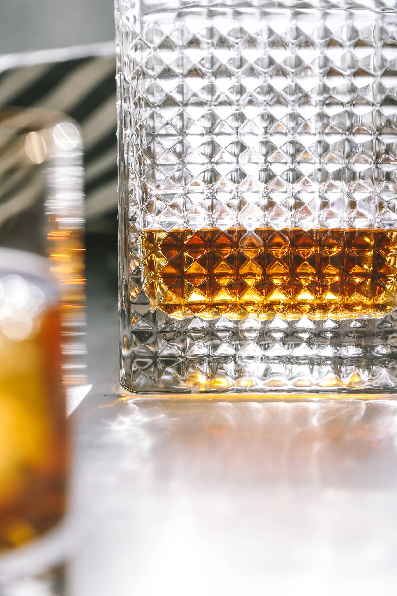 closeup of bourbon in a bottle