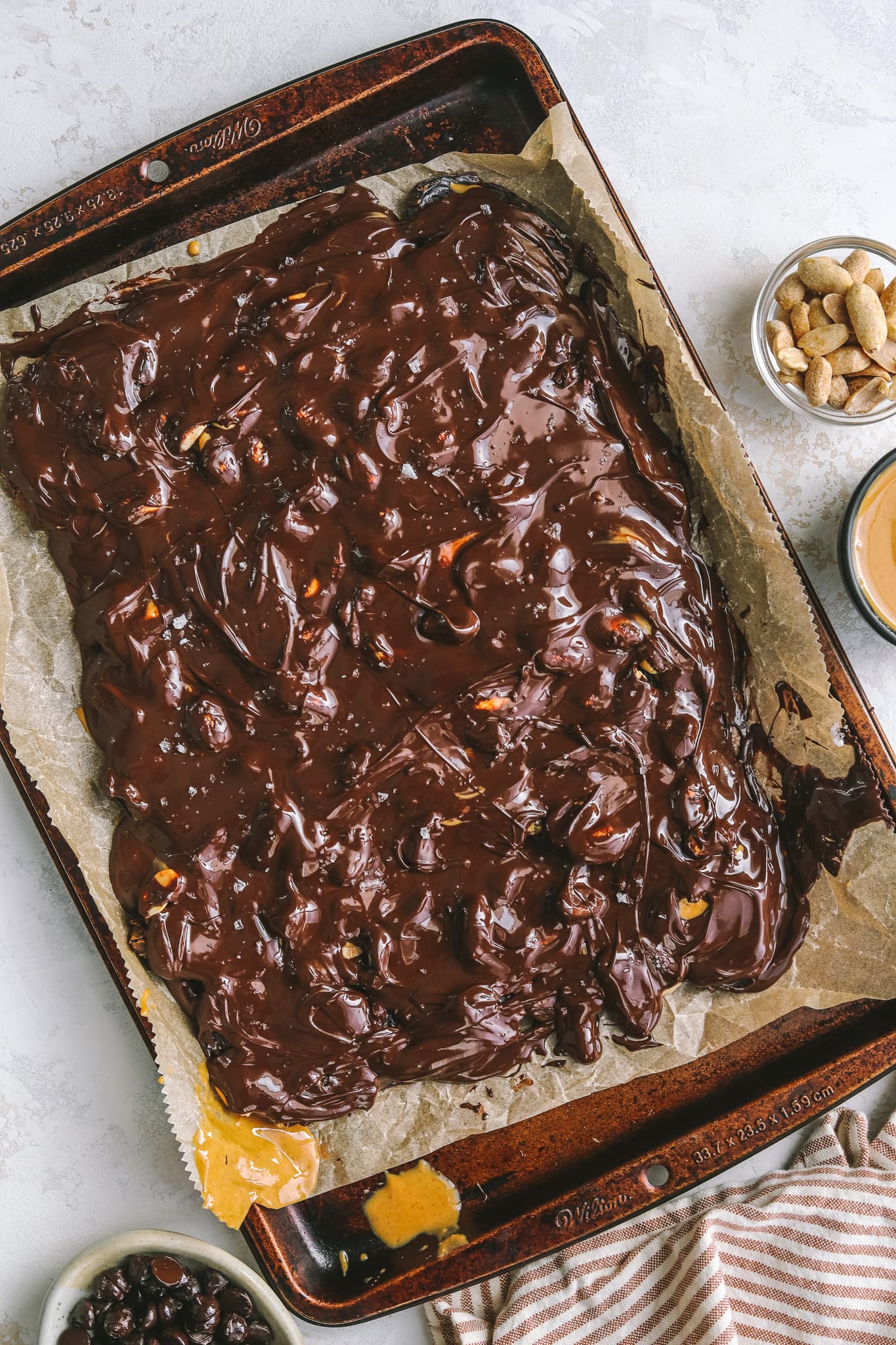 melted chocolate layer on dates