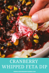 crostini dipped into cranberry feta appetizer