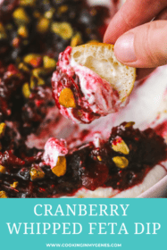 crostini dipped into cranberry feta appetizer