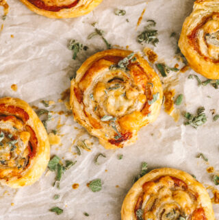 overhead of puff pastry pinwheels