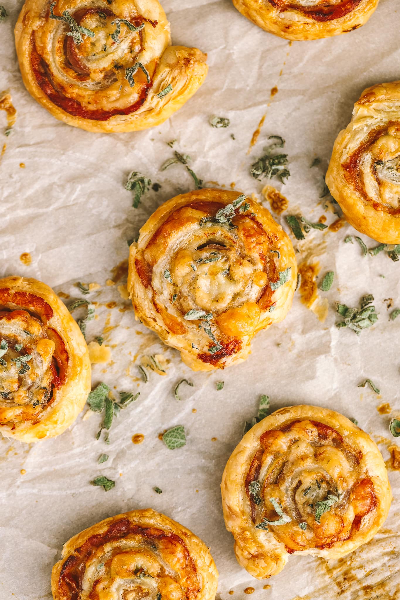 overhead of puff pastry pinwheels