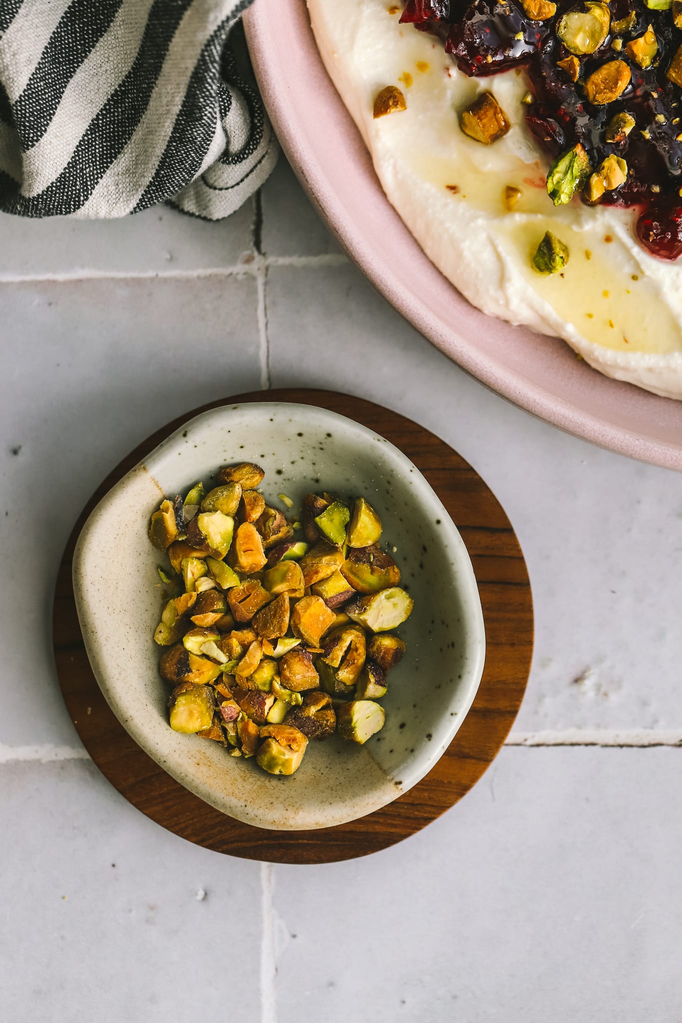 chopped pistachios in a small bowl