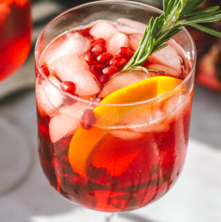 angled view of a aperol spritz holiday cocktail