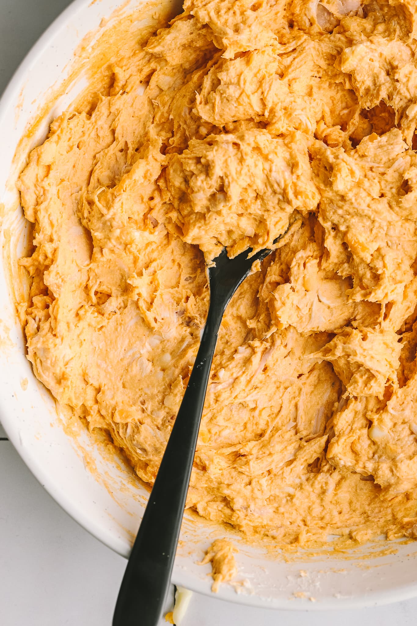buffalo chicken filling mixture in a bowl