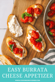 burrata bread appetizer on a serving tray