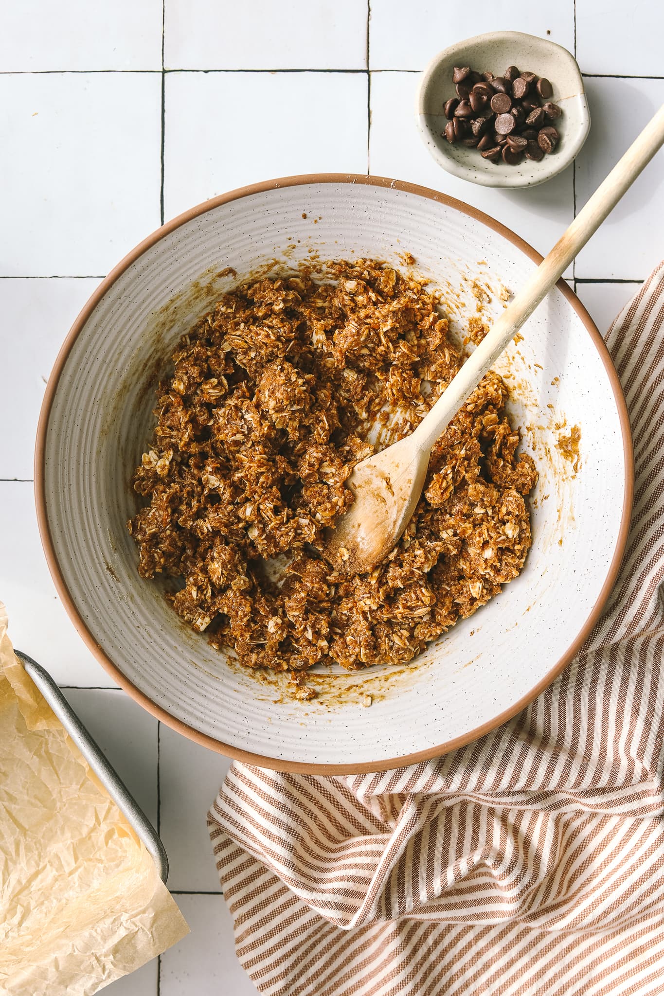 gluten free protein bar recipe batter in a mixing bowl