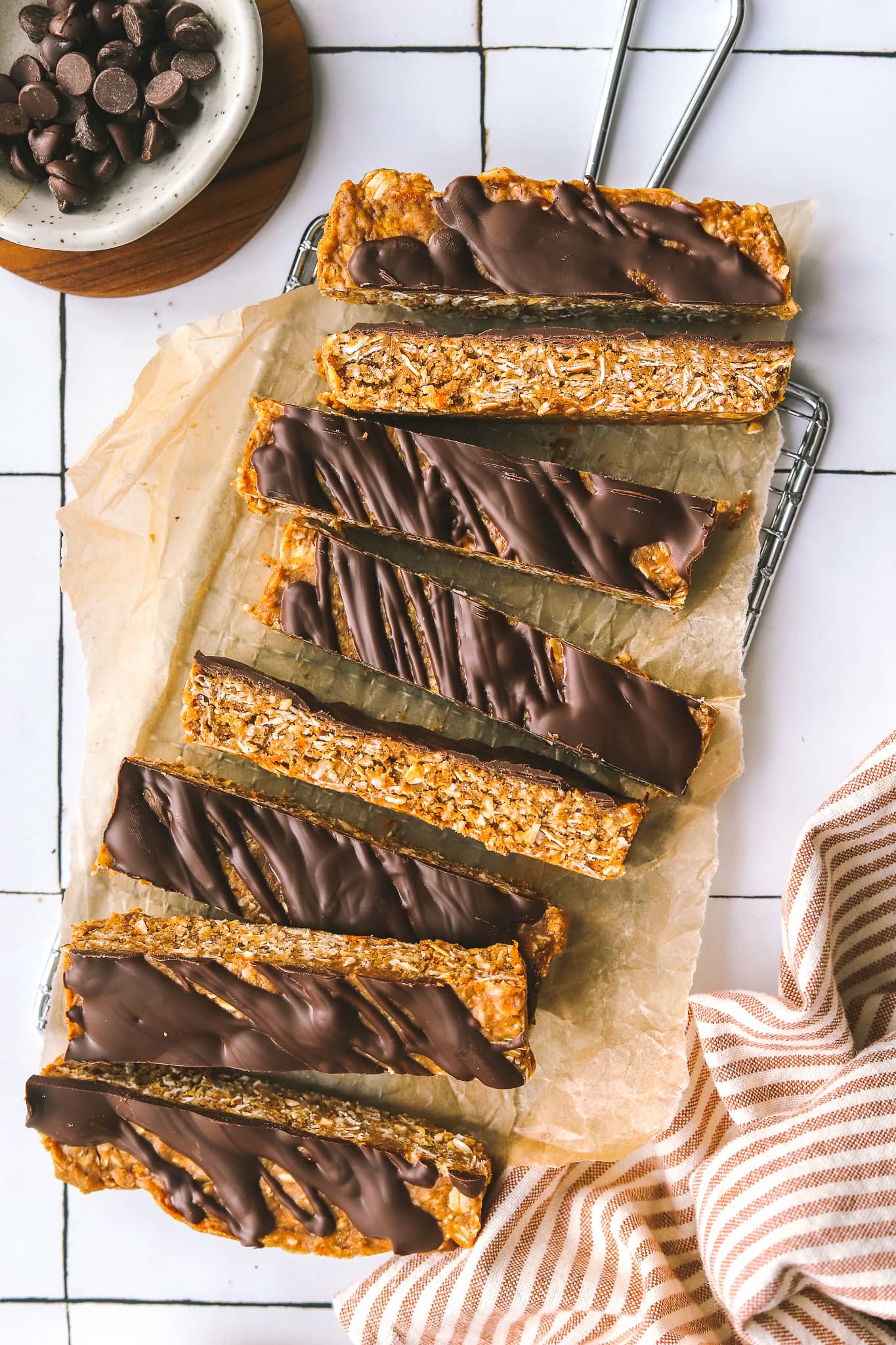 citrus coconut gluten free protein bar recipe on parchment paper