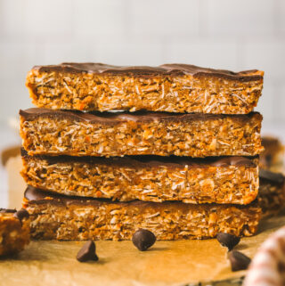 stack of citrus coconut protein bars