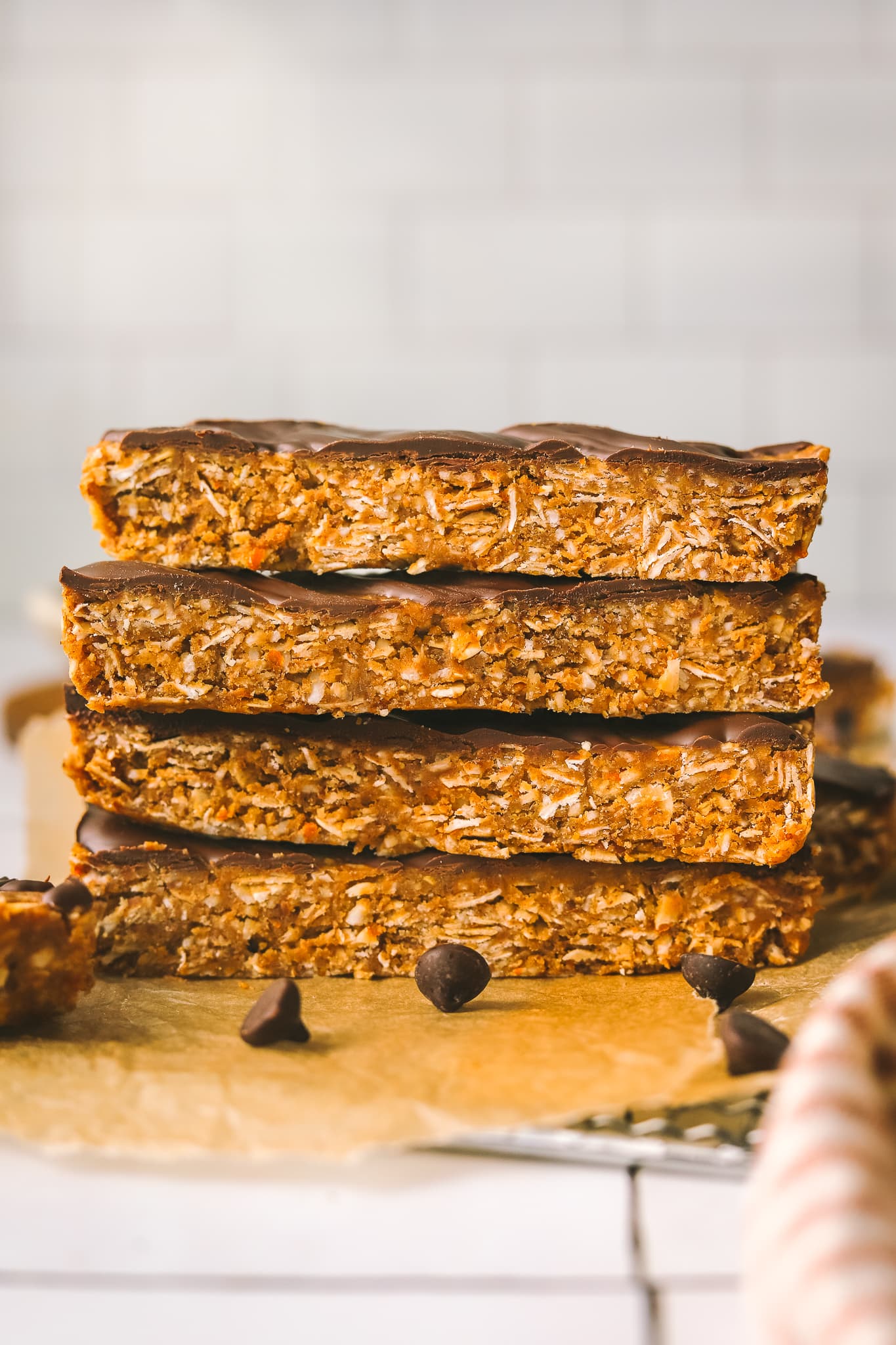 stack of citrus coconut protein bars