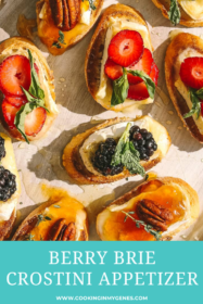 close-up of berry brie crostini