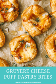 close up of gruyere puff pastry bites on a plate