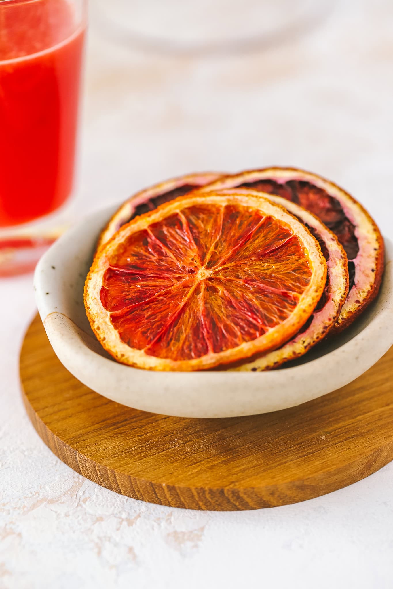 dried blood orange slices in a dish