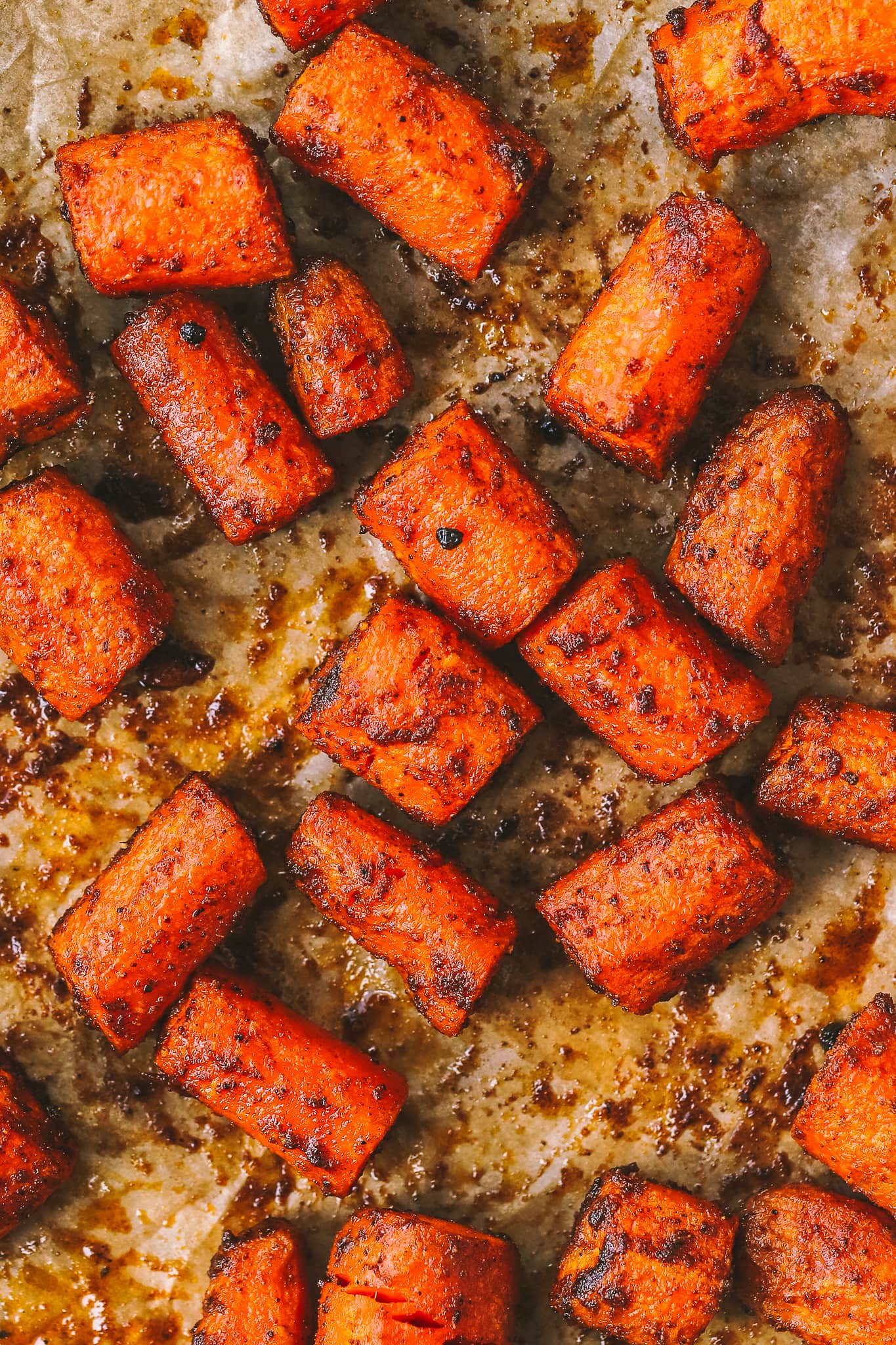 roasted carrots on a sheet pan