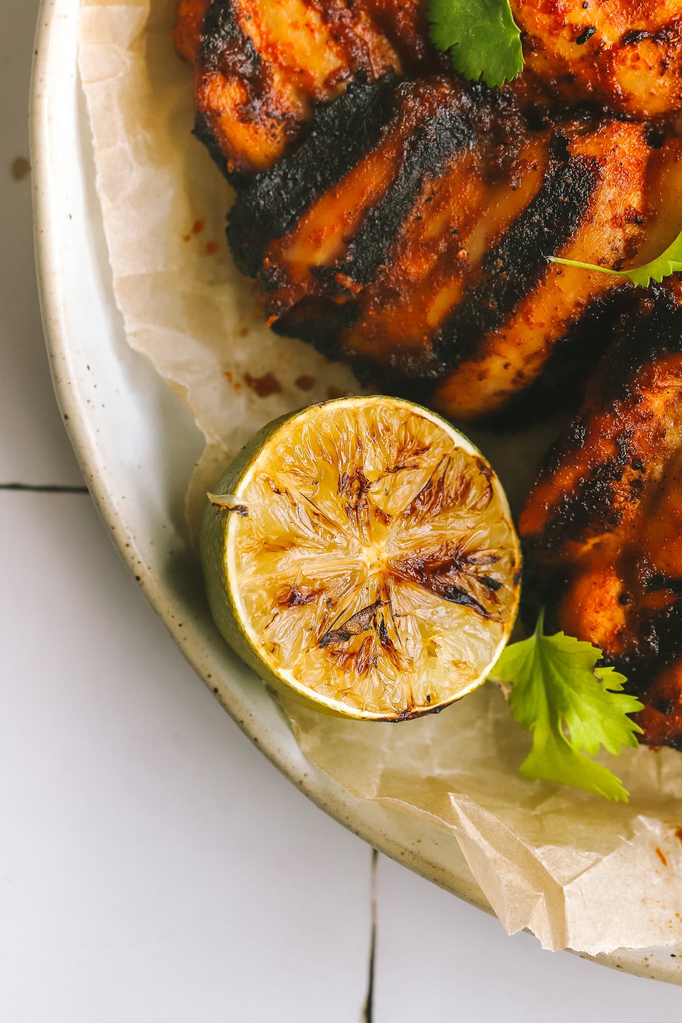 close up of a grilled lime
