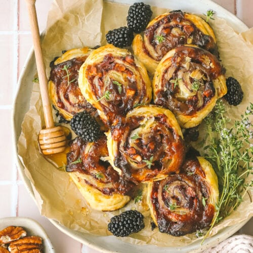 Easy Blackberry Jam & Brie Puff Pastry Pinwheels - Cooking in my Genes
