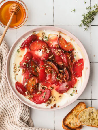 roasted plums on whipped ricotta