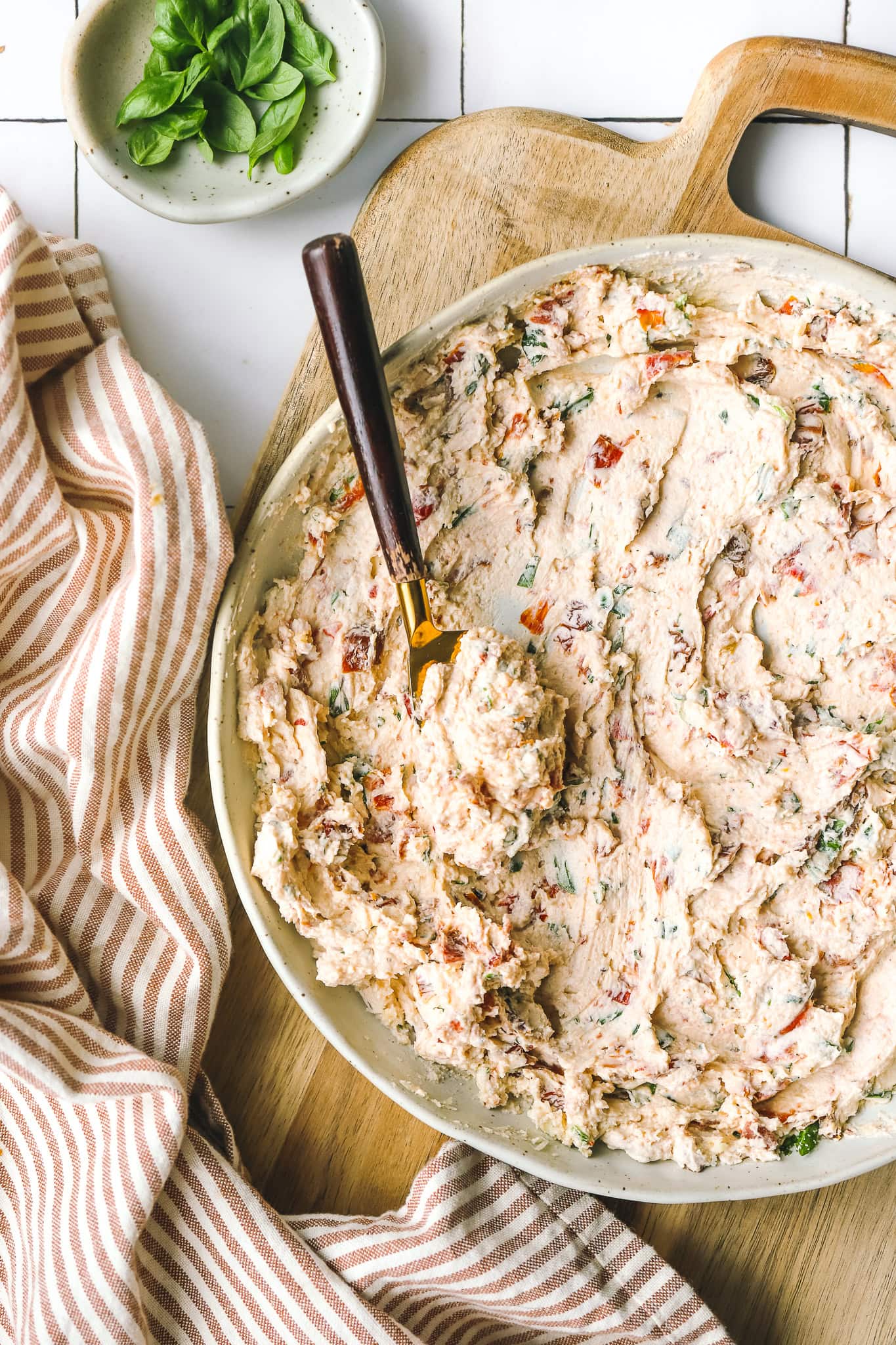 spoon in dip in a bowl