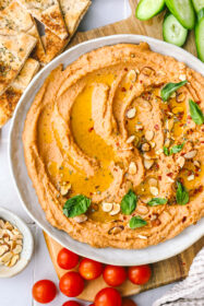 Sundried Tomato White Bean Hummus Dip Appetizer sundried tomato white bean hummus in a serving bowl