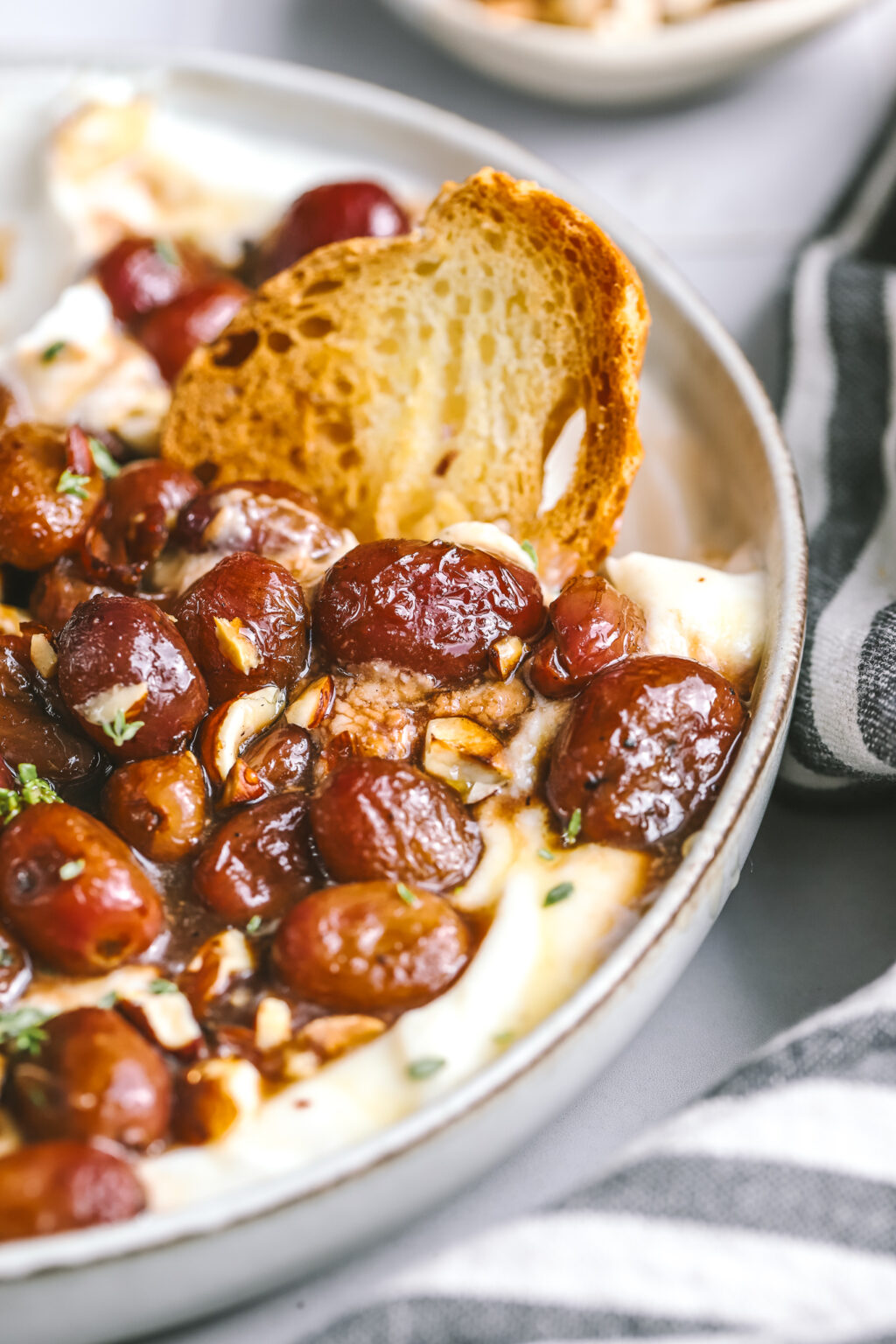Whipped Ricotta with Roasted Grapes & Hazelnuts - Cooking in my Genes