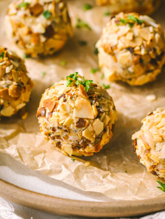 side angle caramelized onion mini cheese balls