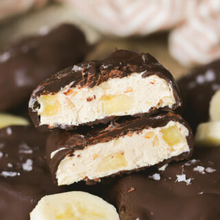 peanut butter banana yogurt clusters cut in half