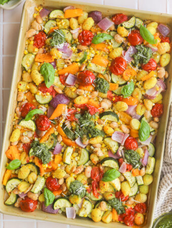 summer vegetable sheet pan gnocchi