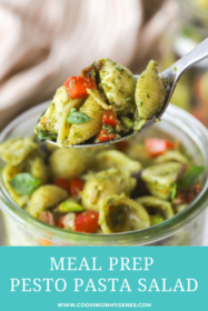 spoonful of pesto pasta salad