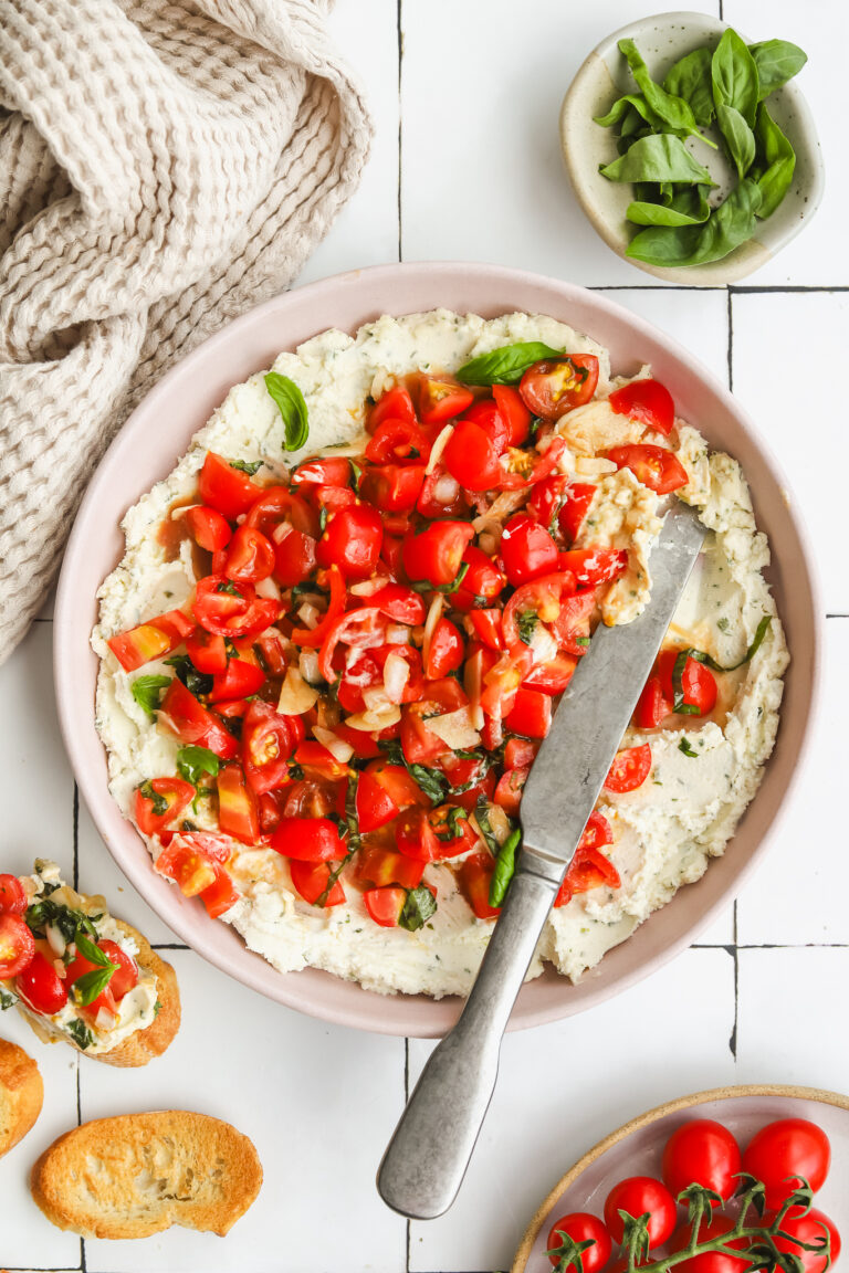 Quick and Easy Boursin Bruschetta Dip Appetizer - Cooking in my Genes