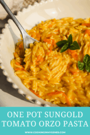 spoonful of sungold tomato orzo