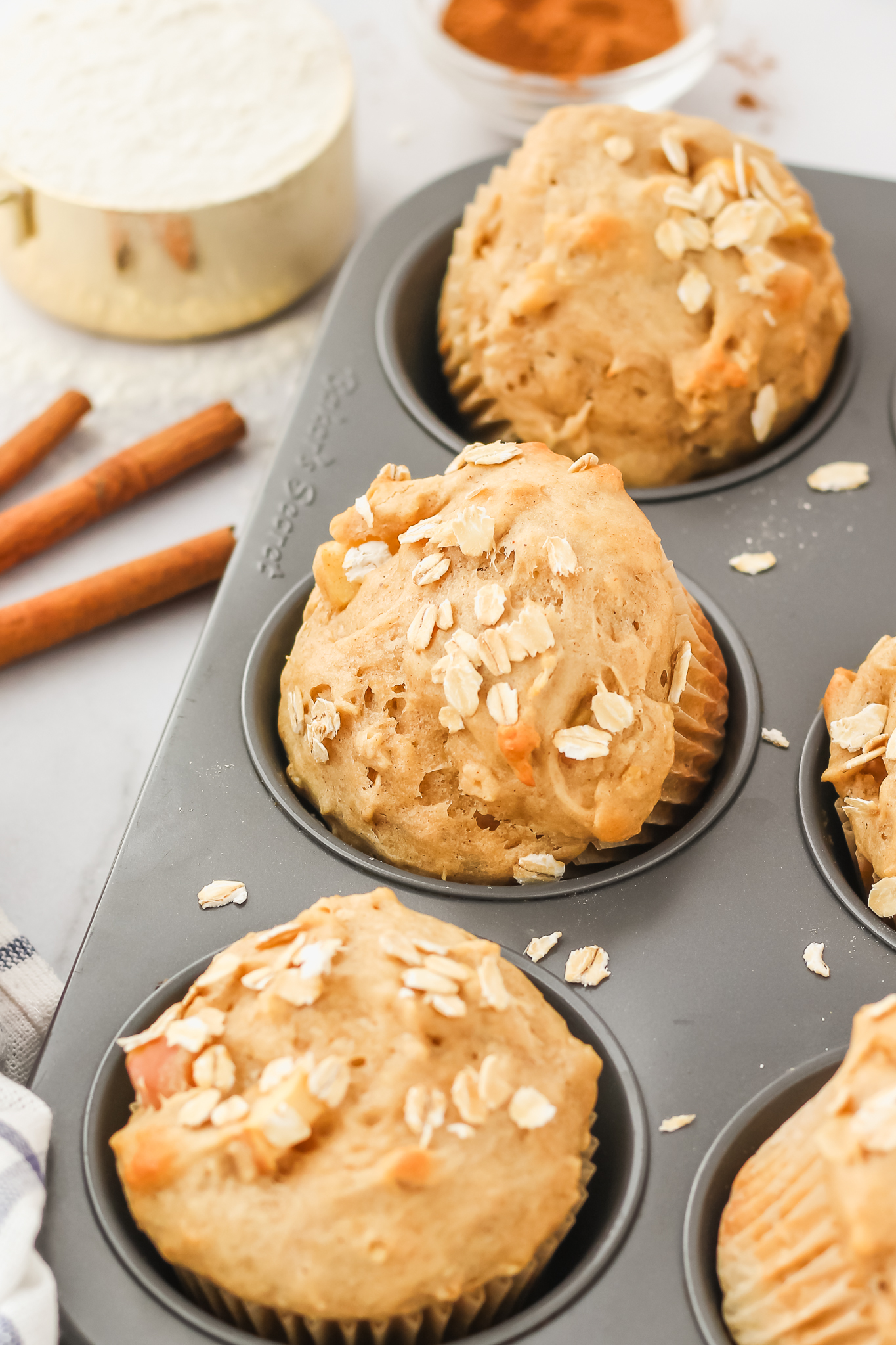close up of apple muffins