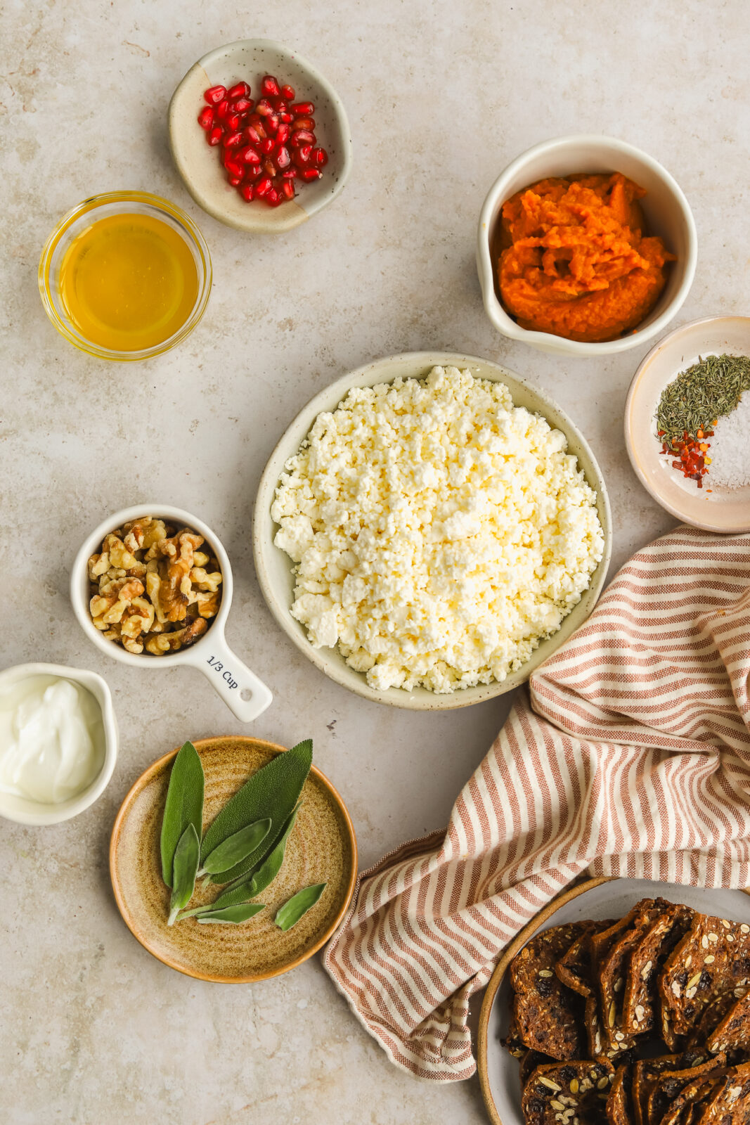 ingredients to make pumpkin whipped feta