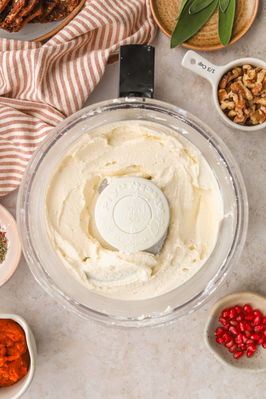 whipped feta in a food processor