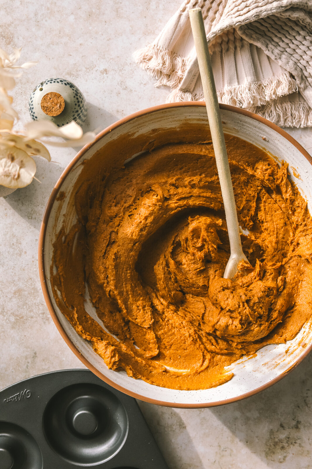donut batter in a mixing bowl