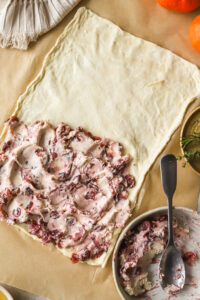 cranberry goat cheese spread on puff pastry