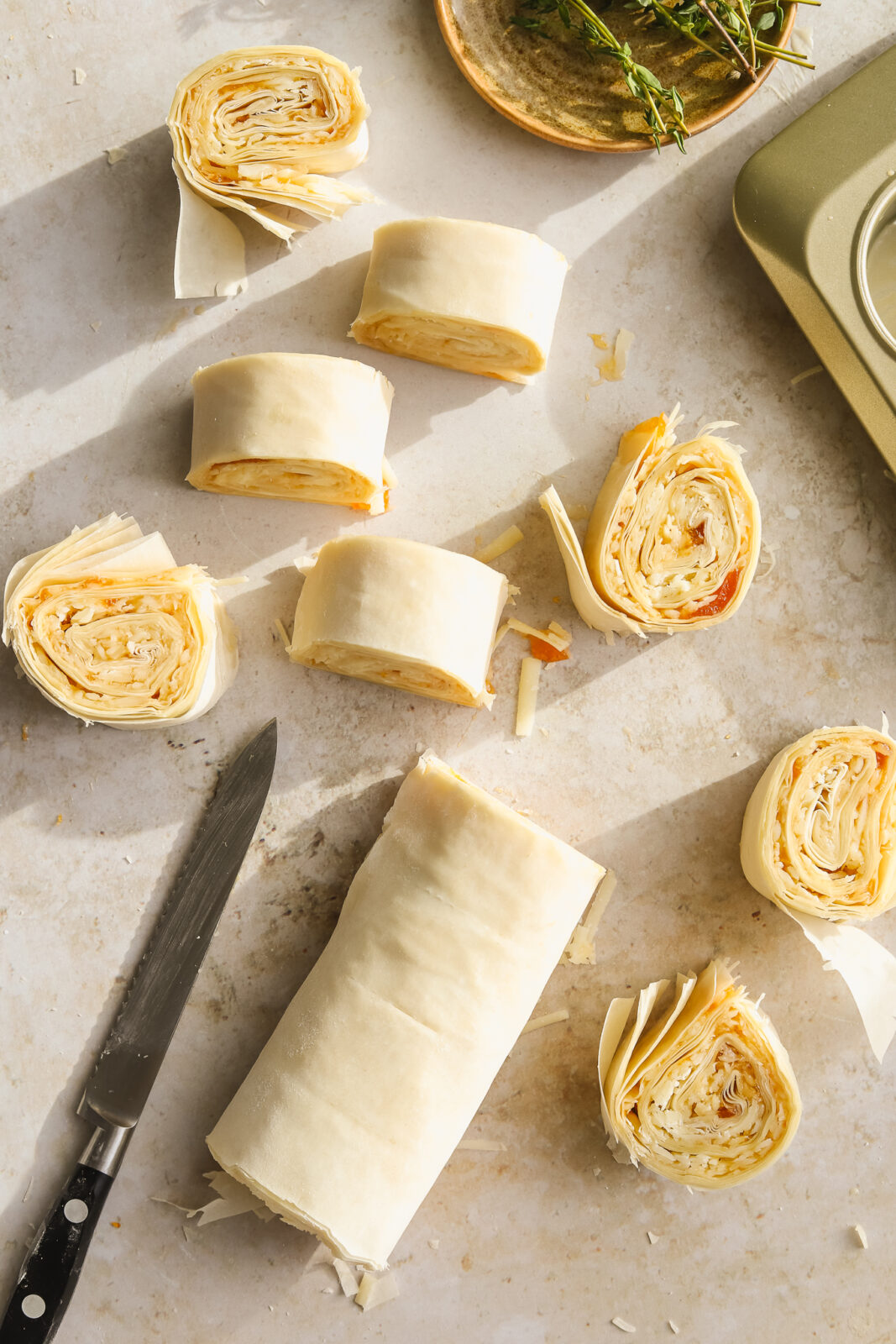 cut pieces of phyllo bites