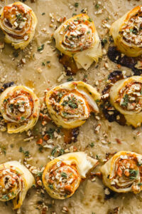 sheet pan full of baked phyllo bites