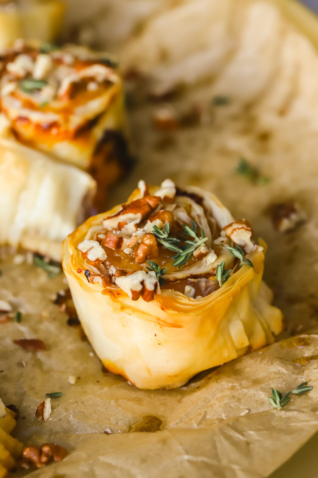 close-up of phyllo bites