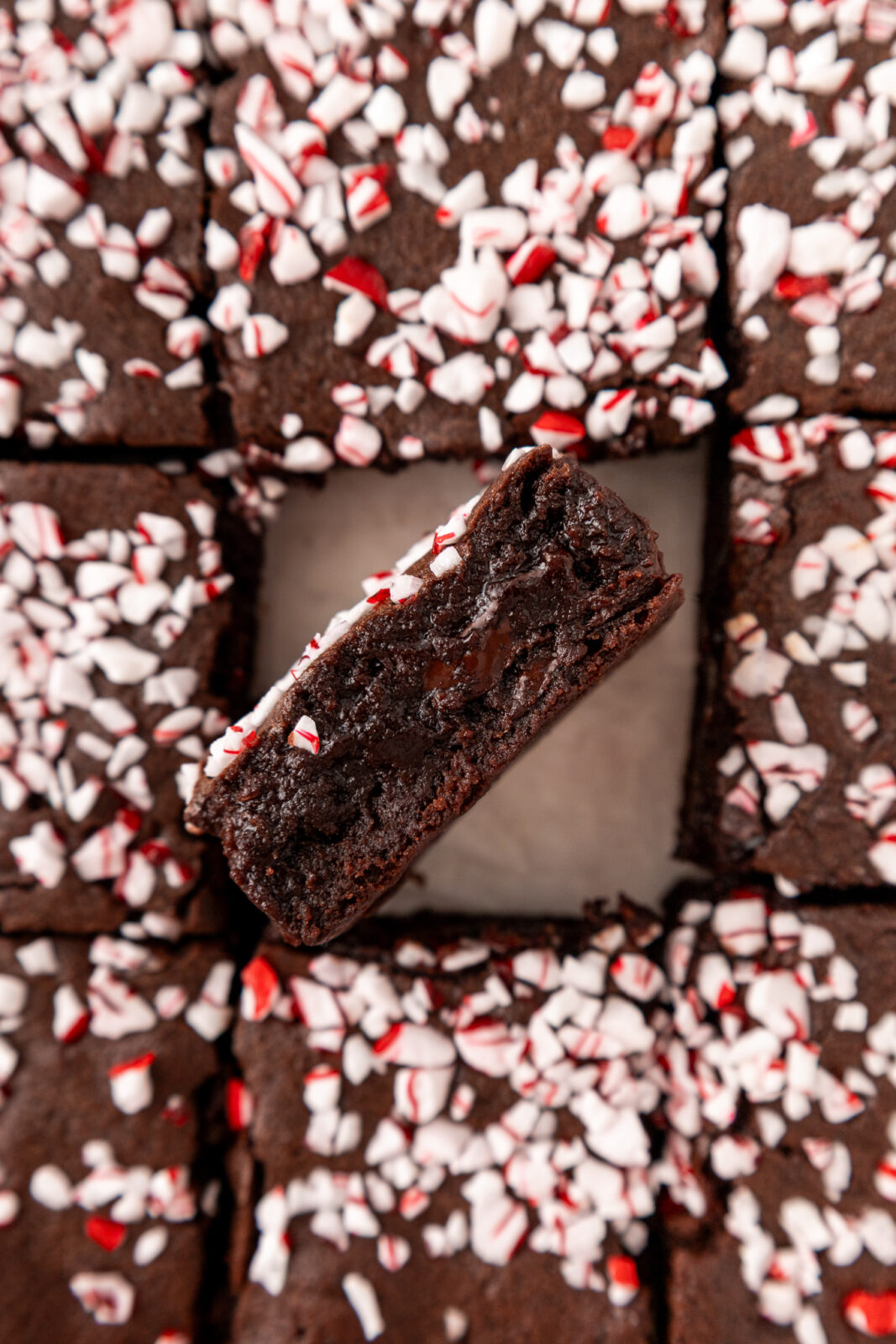 peppermint mocha brownie on it's side