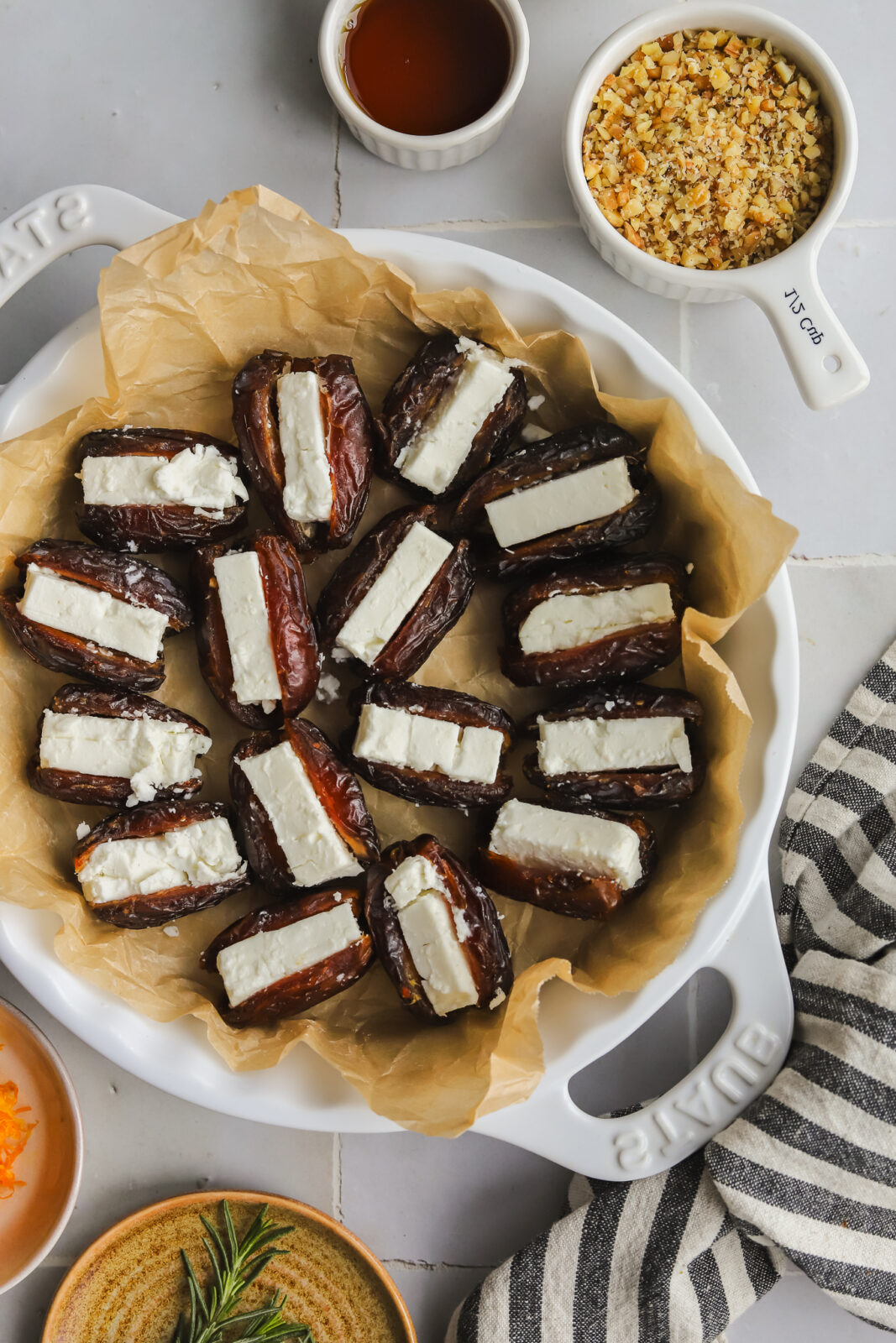 dates stuffed with pieces of feta cheese