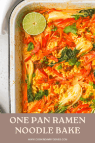 dump and bake ramen noodles and vegetables in a baking dish